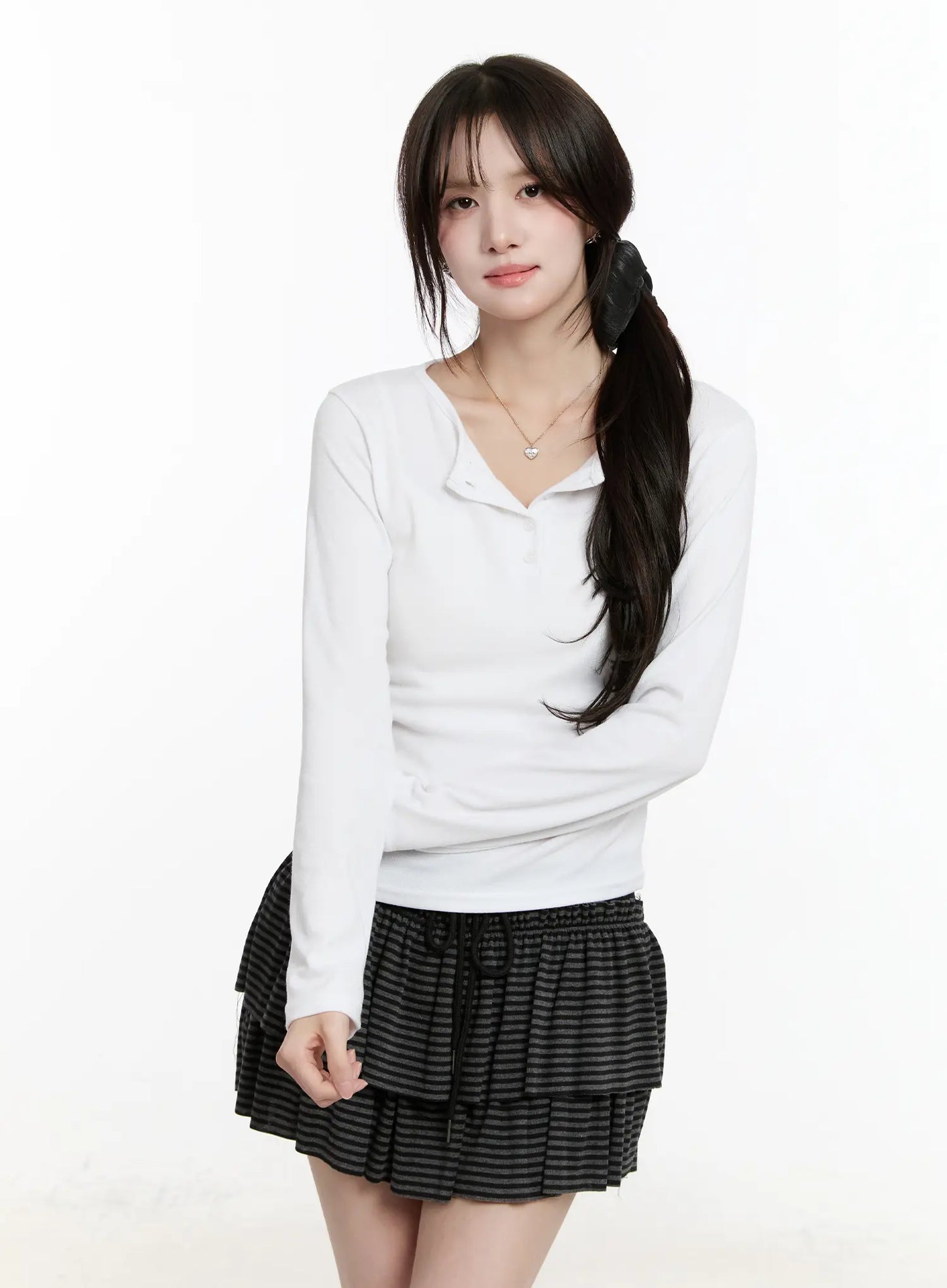 Button Accent Long Sleeve Top CM510