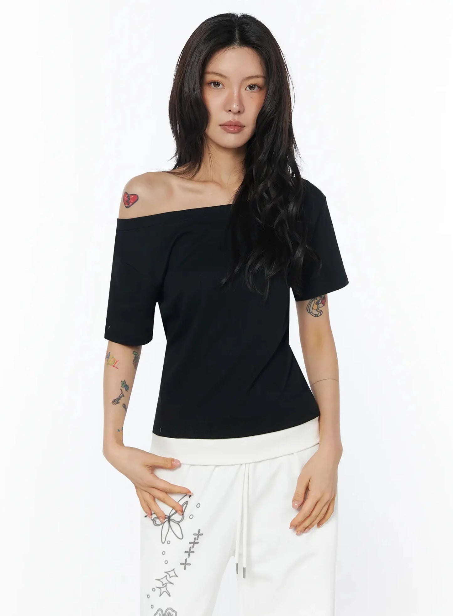 Casual One-Shoulder Oversized Tee IU508