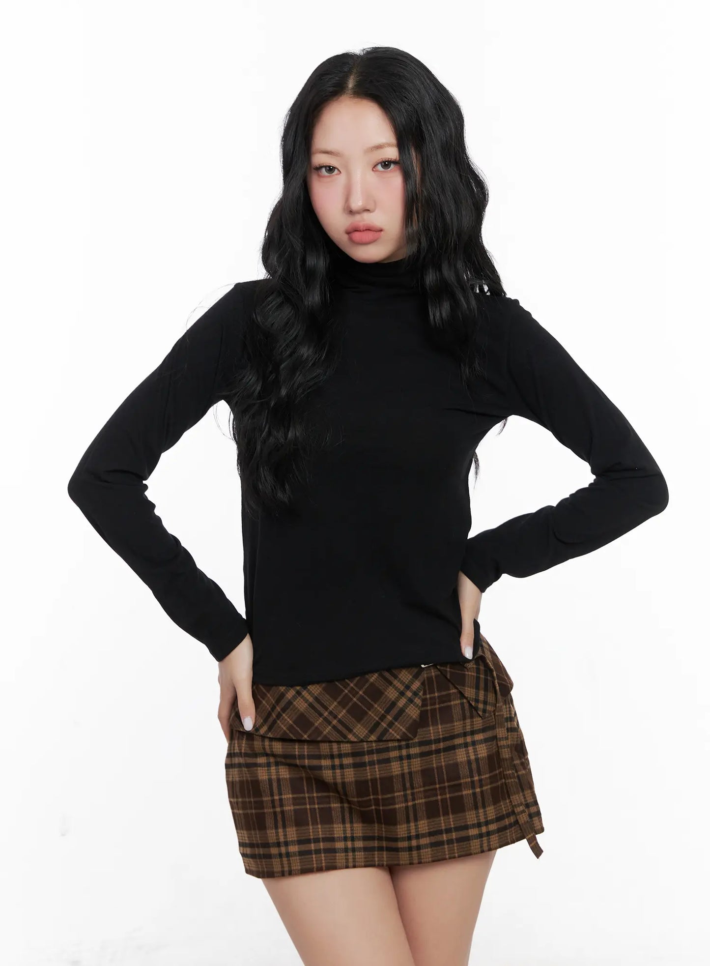 Basic Fleece Turtleneck Long Sleeve Top CN514