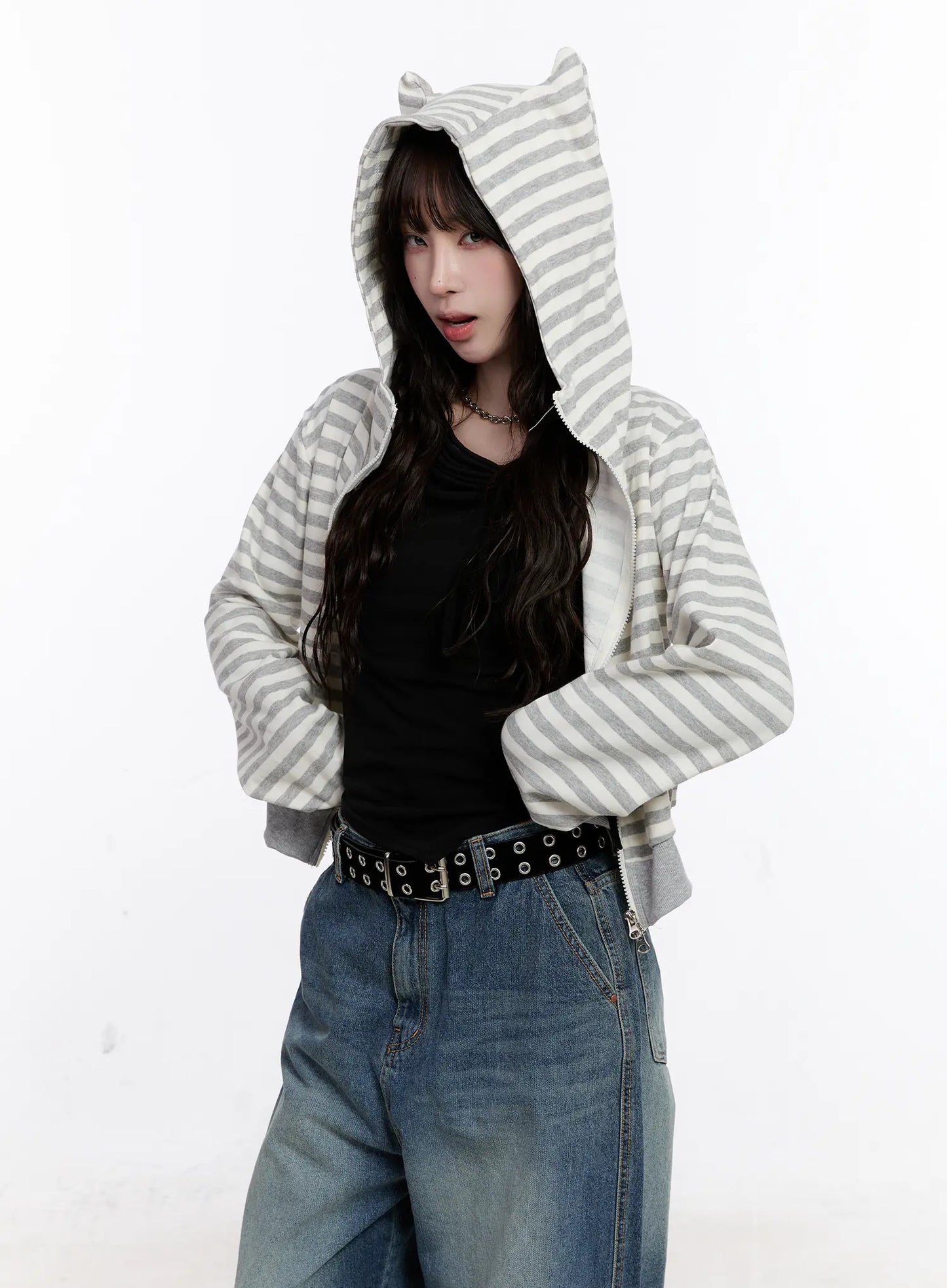 Cat Ear Striped Hoodie CO501