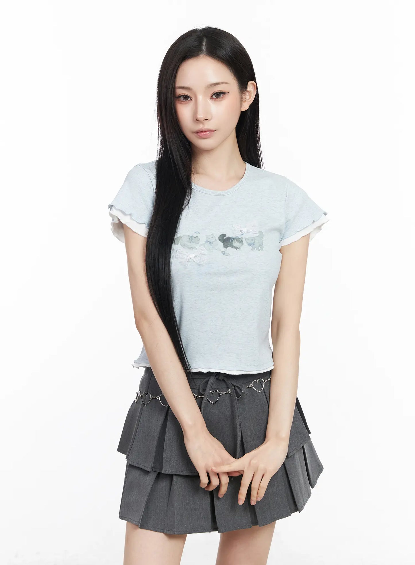 Cats and Bows Crop Baby Tee CM518