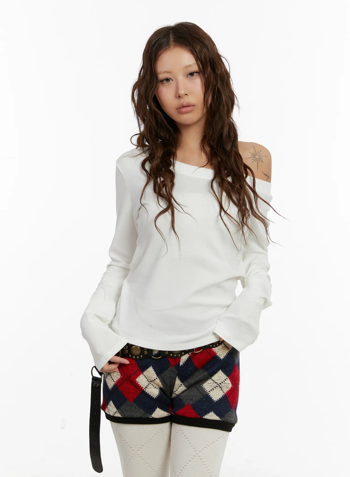 Basic Off-Shoulder Long Sleeve Top CD512