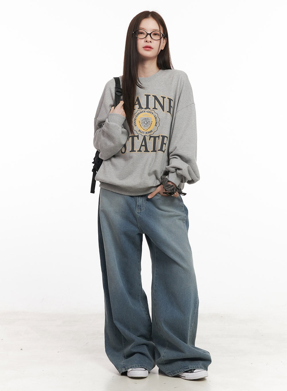 Amber Pintuck Wide-Leg Jeans CM511