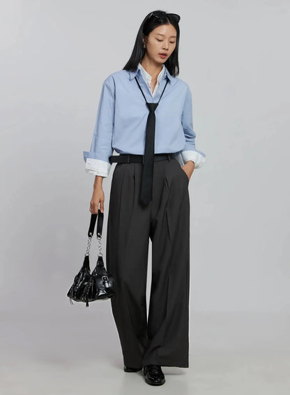 Basic Long Sleeve Button-Up Shirt ID516