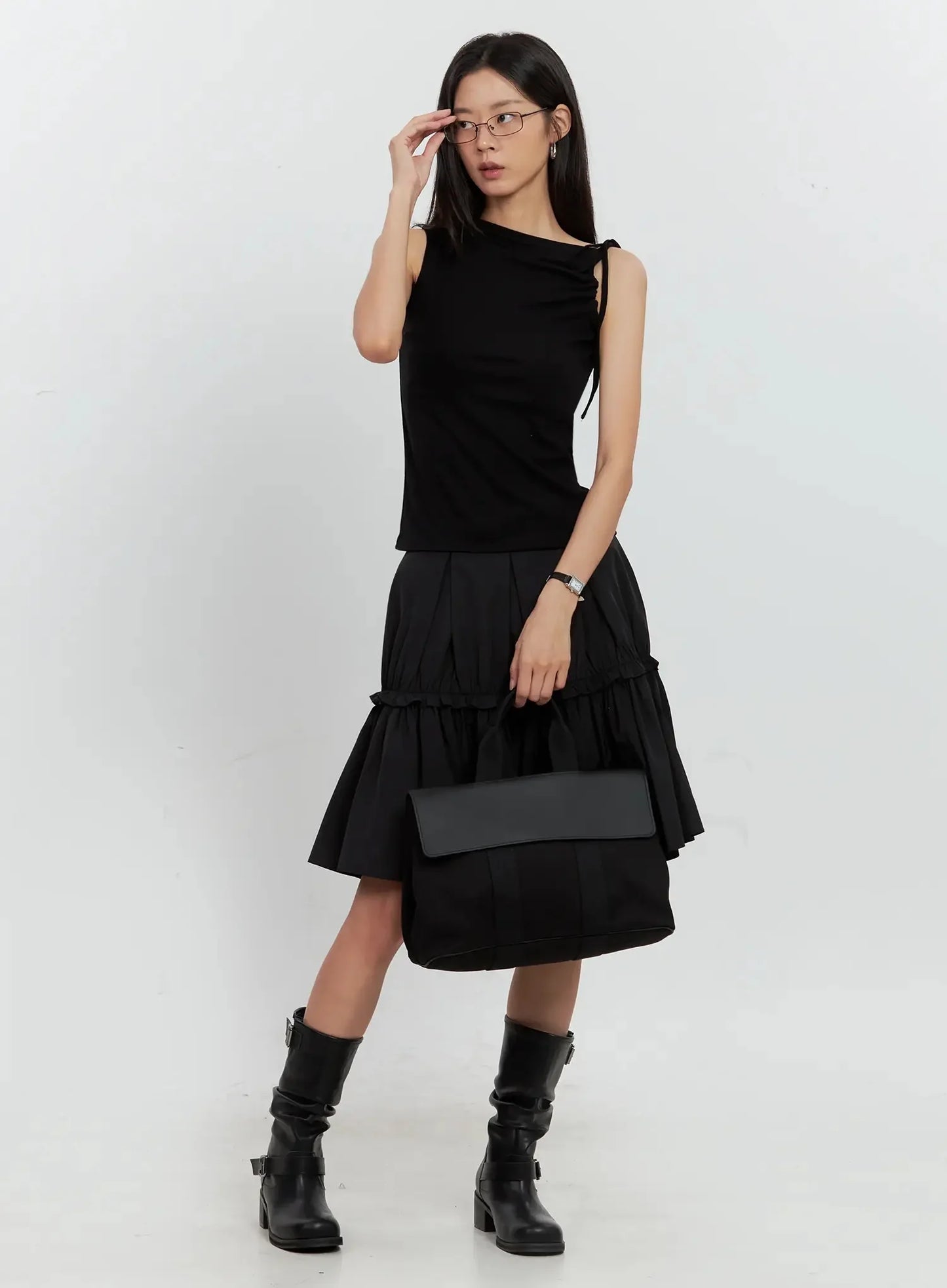 Asymmetric High Neck Tank Top IL528