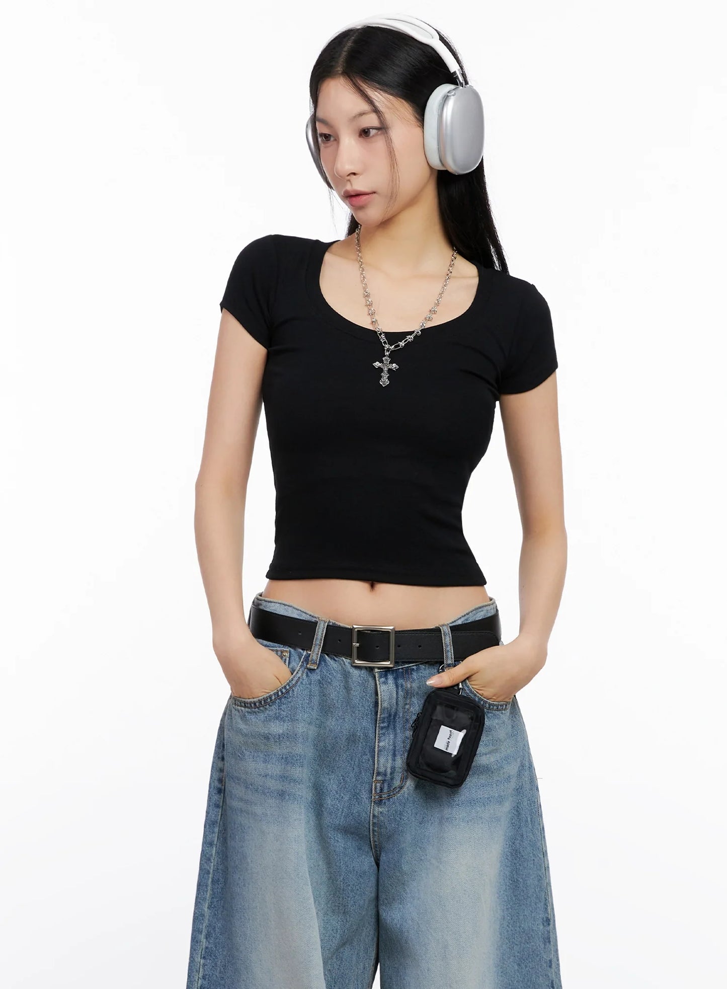 Basic Ribbed Cropped Tee IG508