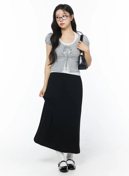 Back Slit Straight Maxi Skirt CD805