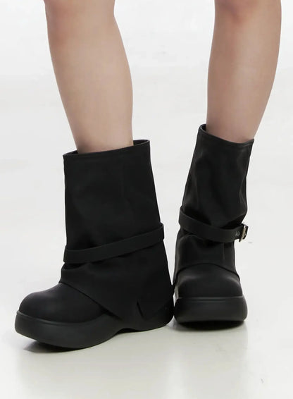 Chunky Platform Mid-Calf Boots IM503