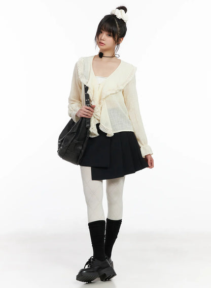 Asymmetric Pleated Mini Skirt CM513