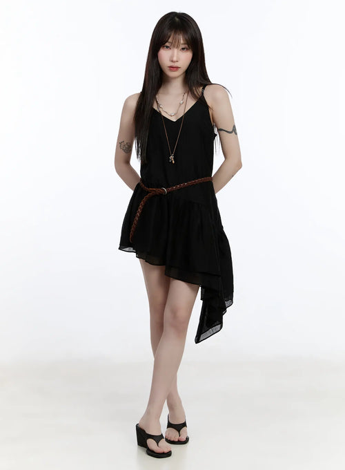 Asymmetric Hem Chiffon Mini Dress CA501
