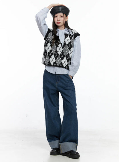 Argyle Pattern V-Neck Vest CO506