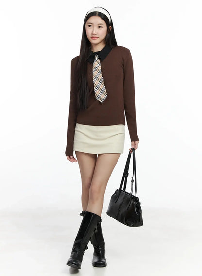 Classic U-Neck Wool-Blend Knit Top IM503