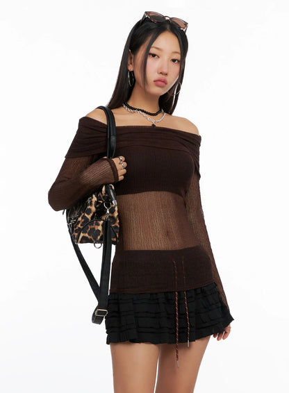 Chich Sheer Off-Shoulder Top IG528