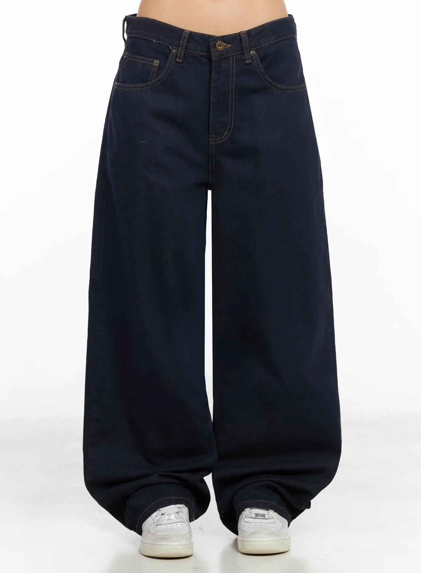 Annette Dark-Wash No-Fade Baggy Jeans IA507