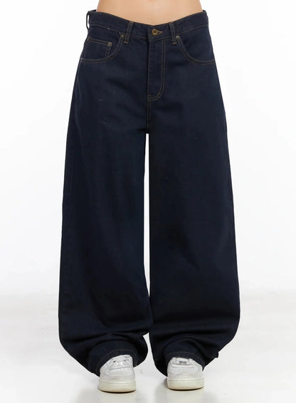 Annette Dark-Wash No-Fade Baggy Jeans IA507