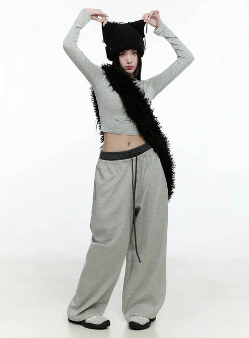 Casual Long Sleeve Crop Tee IO527