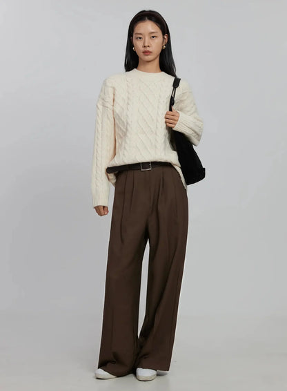 Cable Knit Crew Neck Sweater ID516