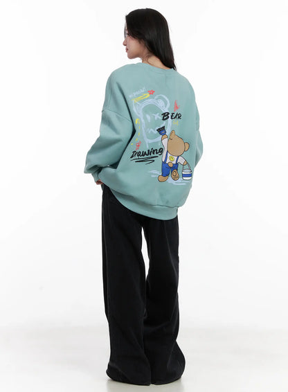 Bear Graphic Oversized Sweatshirt CN527