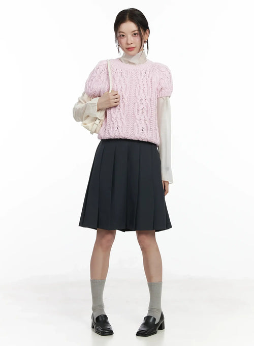 Cable Knit Short Sleeve Top IF524