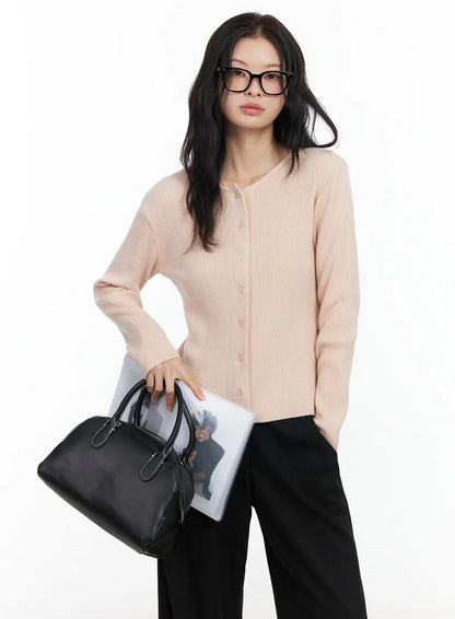 Basic Slim Round Neck Cardigan IM524