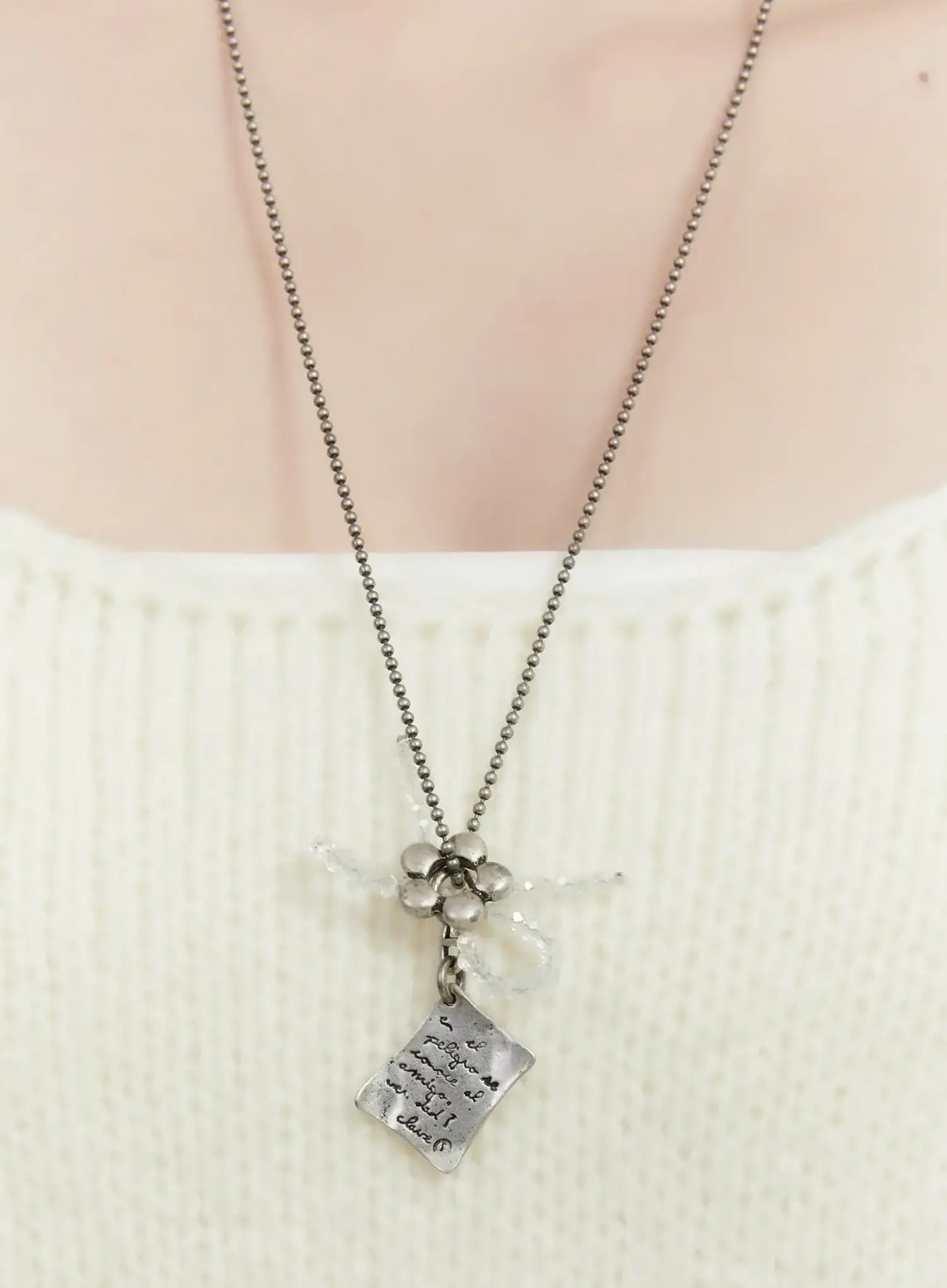 Clear Ribbon Necklace ID529