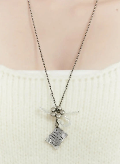 Clear Ribbon Necklace ID529