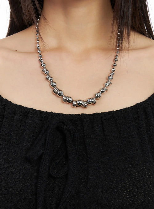 Bold Metallic Bead Necklace CD522