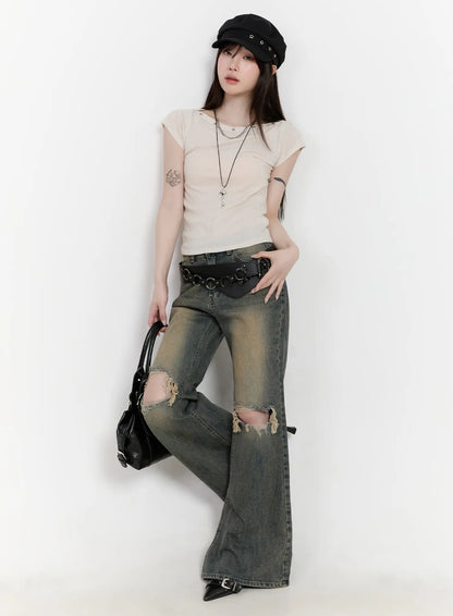 Andie Distressed Bootcut Jeans CA503