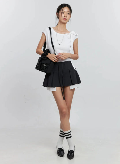 Cap Sleeve Bow Tie Top IS516