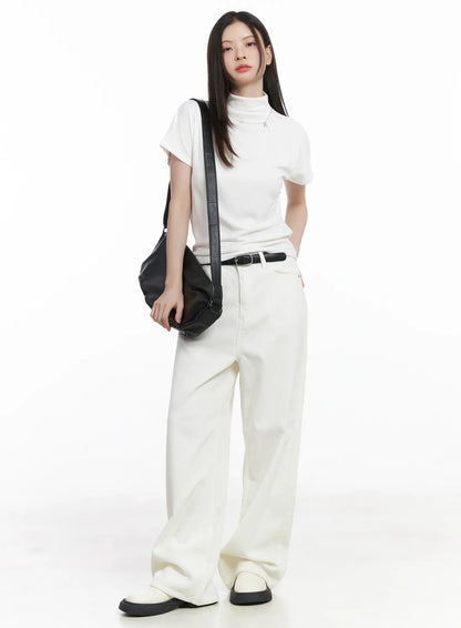 Basic Mock Neck Short Sleeve Top CJ507