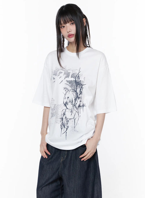 Casual Graphic Short Sleeve Top CU519