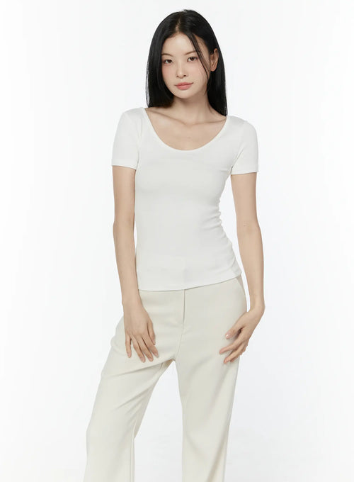 Basic Slim Fit Round Neck Tee IU503