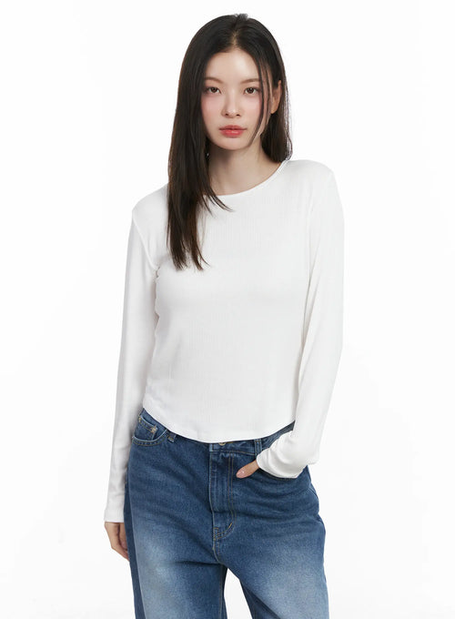 Basic Boat Neck Long Sleeve Top CJ506