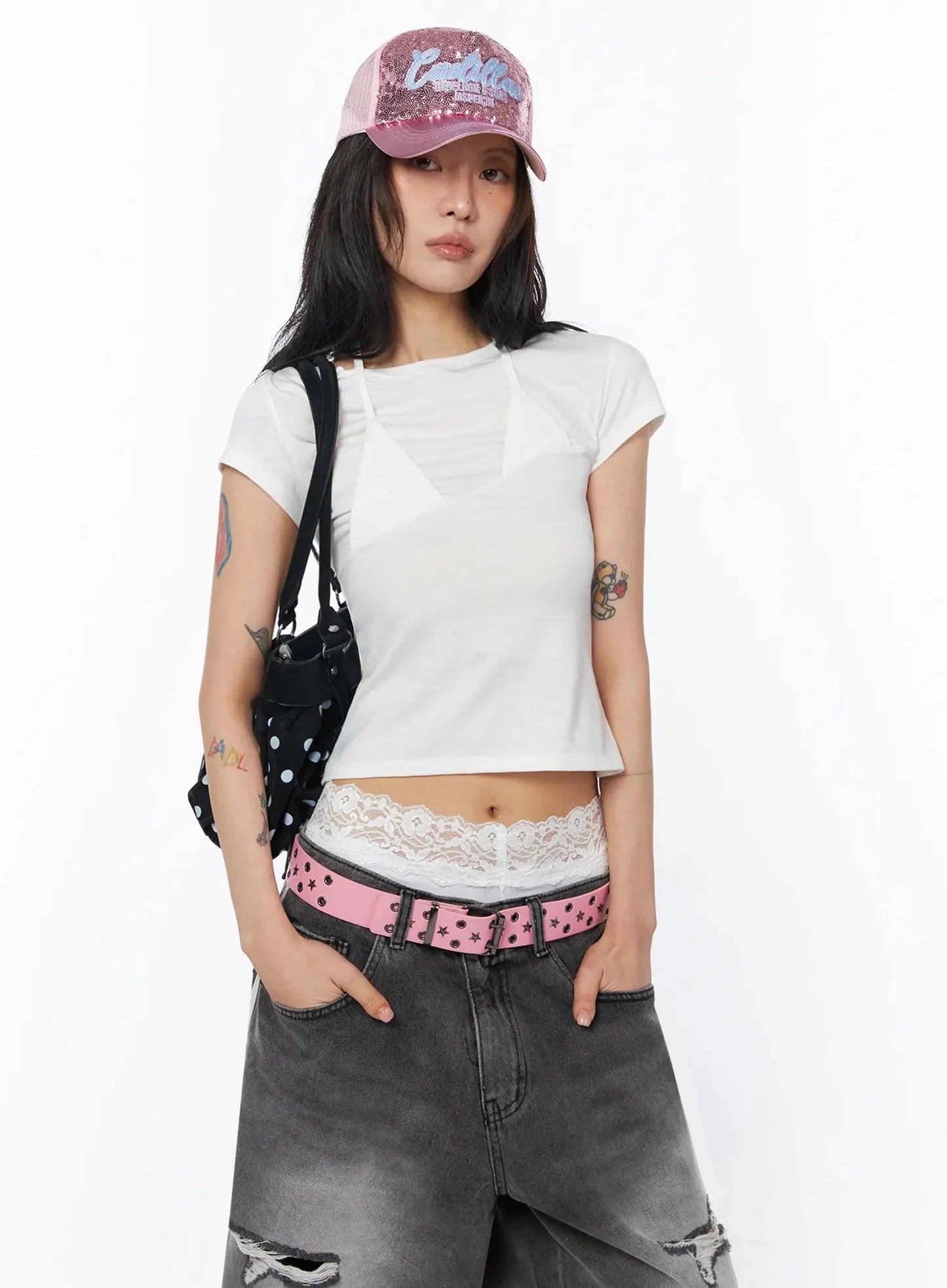 Asymmetric Layered Crop Tee IU509