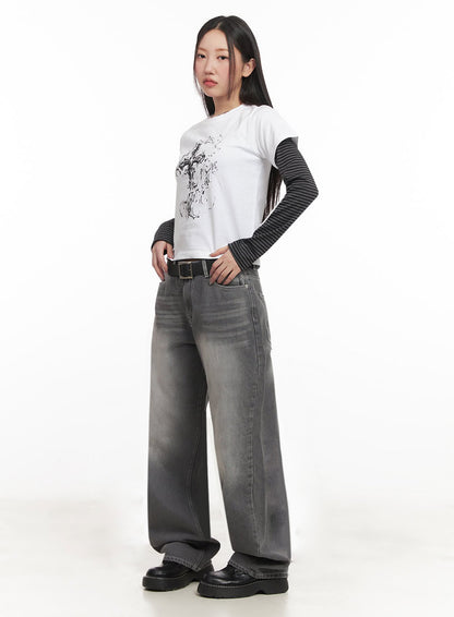 Becca Washed Straight-Leg Jeans IM524