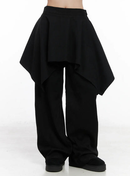 Asymmetric Layered Skirt Pants CN514