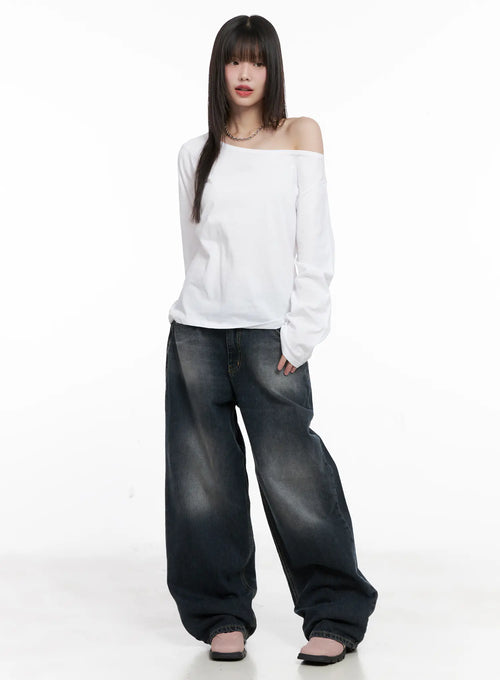 Celi Vintage Wash Wide-Leg Jeans CG515