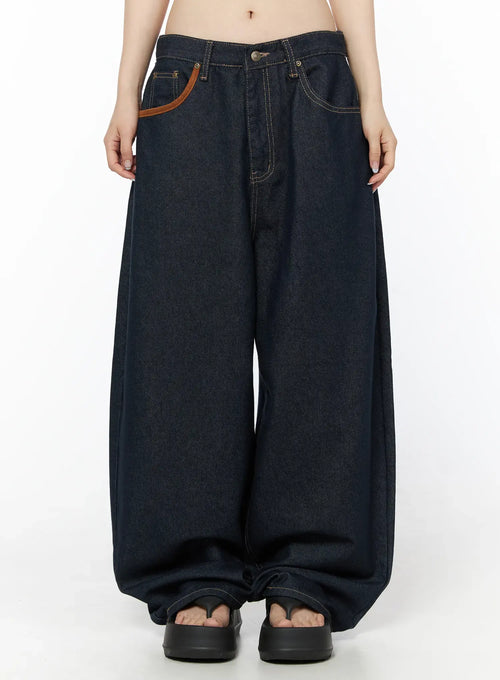 Bellamy Non-Fade Pocket Baggy Jeans CU511