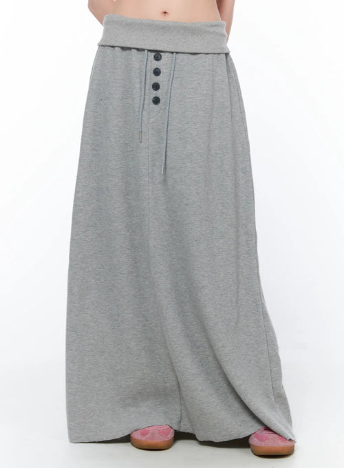 Button Foldover Maxi Skirt CA528