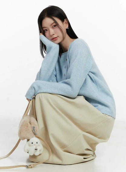 Asymmetrical Button Long Cardigan F502