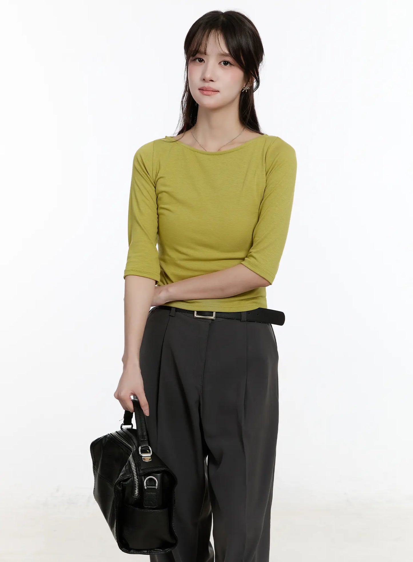 Basic U-Neck 3/4 Sleeve Tee CM505