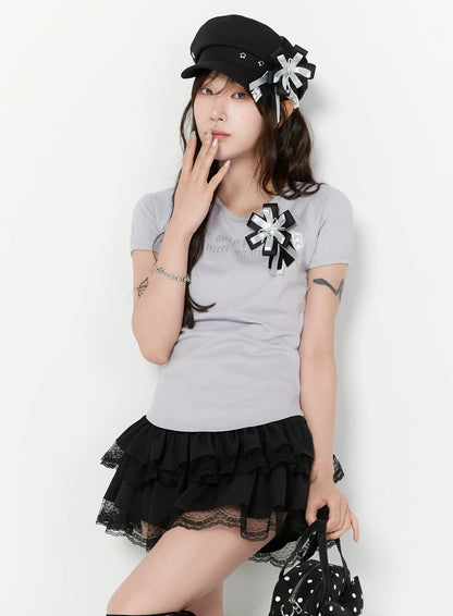Chic Rosette Embellished Top CY514