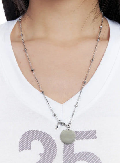 Circle Pendant Ball Chain Necklace CJ515
