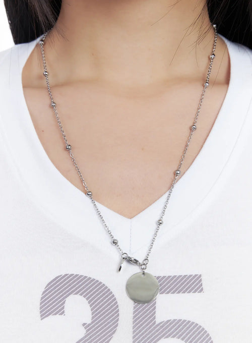 Circle Pendant Ball Chain Necklace CJ515