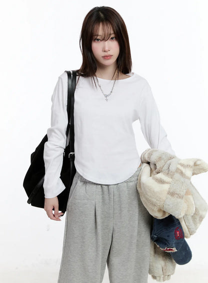 Casual U-Neck Long Sleeve Tee CN525