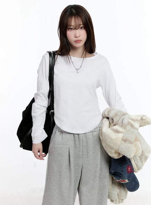 Casual U-Neck Long Sleeve Tee CN525