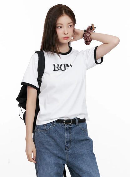 Casual Contrast Graphic Tee CL524