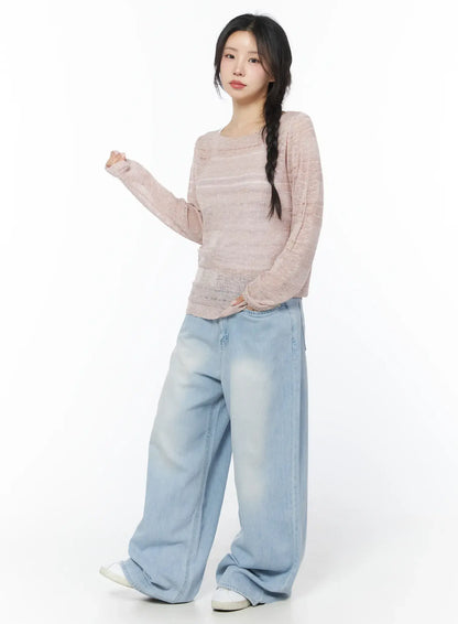 Avena Wide Leg Washed Jeans CY522