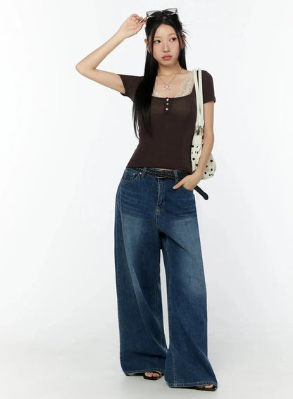 Amos Wide-Leg Washed Jeans IU522