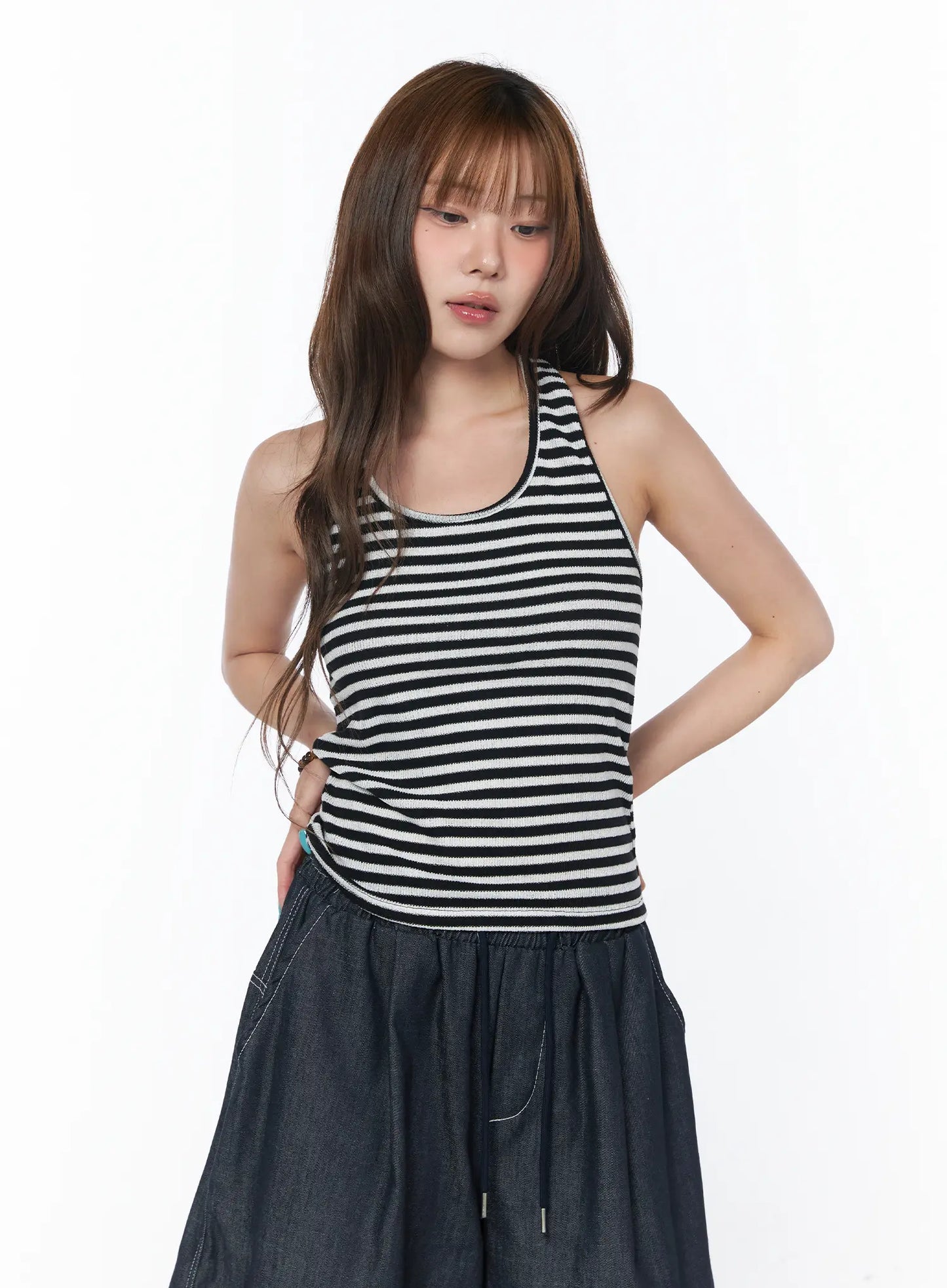 Casual Striped Halter Tank Top CY529